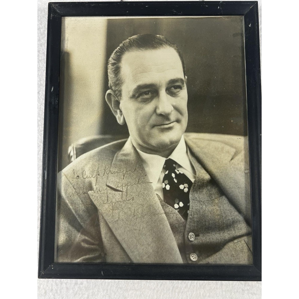 Vintage Lyndon B Johnson Signed Photo Culp Krueger Texas Politician Made in USA